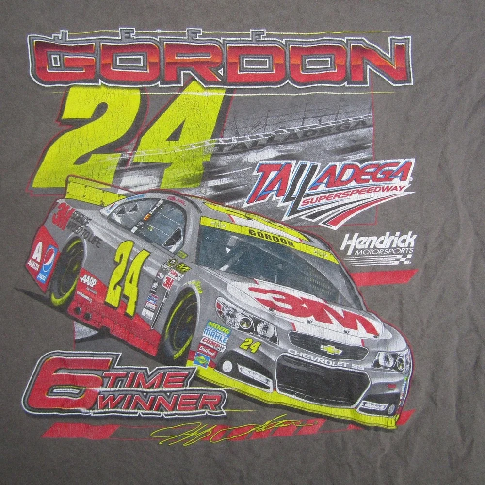 Jeff‎ Gordon 24 Talladega Shirt Mens 2XL Gray Gildan NASCAR Graphic Racing Tee